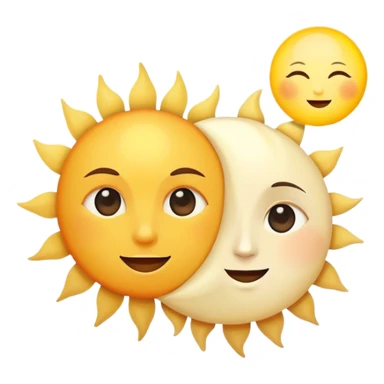 a really bright  big sun and a small moon who shines because of it. the sun is bigger and the moon bright too beside it sticker