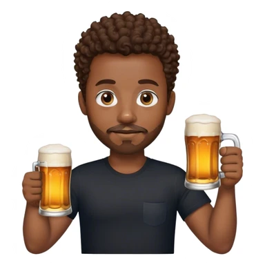 black man with short brown curly hair and blue eyes facial hair black shirt holding a beer sticker