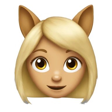 A blond girl as a squirrel with greeb eyes and a nut sticker