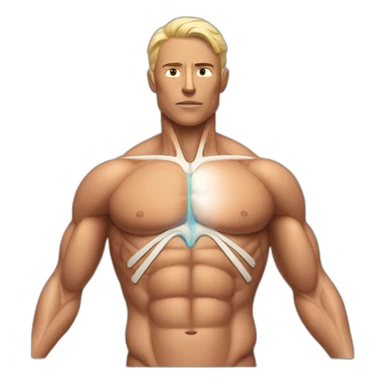 anatomical figure with highlighted pectoralis major muscle sticker