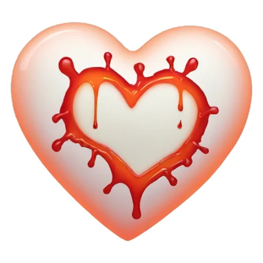red heart glowing red-orange with bleeding wound sticker