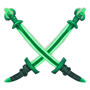 Twin green neon swords attached by chain sticker
