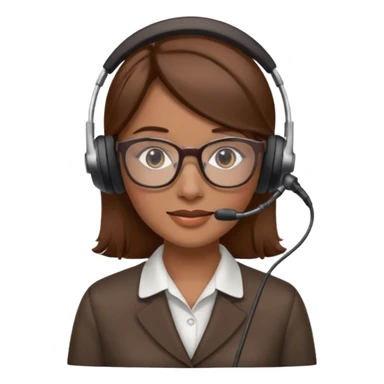 Frau, braune Haare, Brille, mit Headset für Kundenberatung sticker