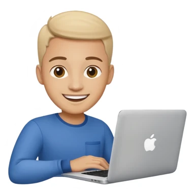 happy Graphic designer whit a MacBook sticker