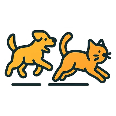 dog chasing cat sticker