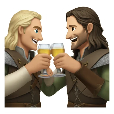 Aragorn and Legolas celebrating sticker