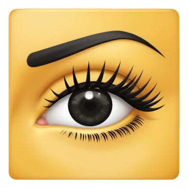 eyelash strip above an open eye sticker
