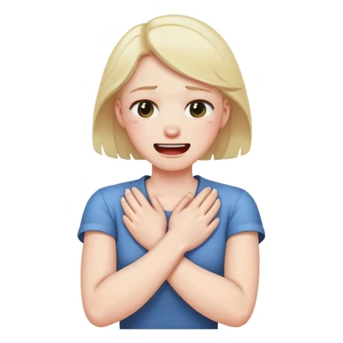 arms crossed choking neck crying while smiling  sticker