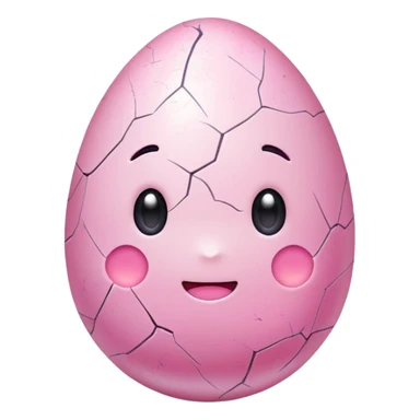 cute pink cracked egg emoji, glowing cracks, kawaii style, soft pastel colors, transparent background, twitch emote sticker