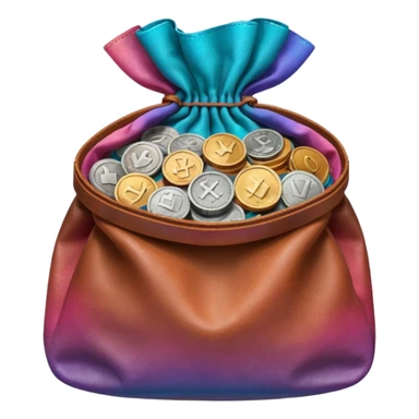 coins inside brown leather bag

Change coins color in in gradient of turquoise, blue, pink, purple, and coral sticker