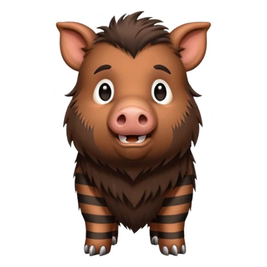 cute hairy boar, dark brown with stripes  sticker
