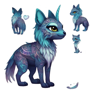 cute Kawaii edgy ethereal shy epic fantasy animal fursona Fionbri creature by griffsnuff & LiLaiRa & Falvie with exotic colors with intricate patterns full body sticker
