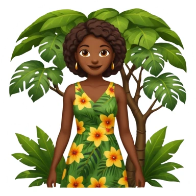 an ola woman with jungle tree sticker