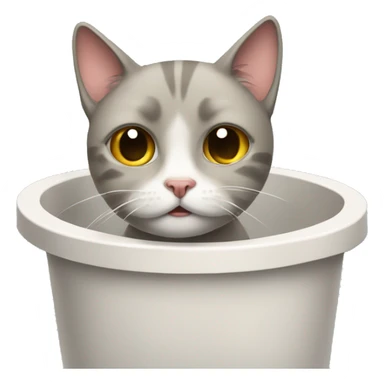 a really sad cat in a litter box  sticker
