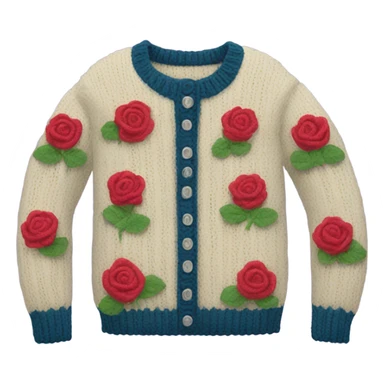 Knit sweater with roses design sticker