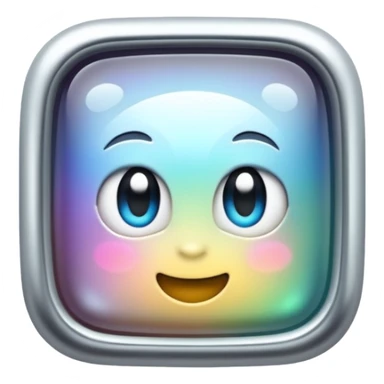 Sparkly glossy silver monochrome iridescent glass square sticker