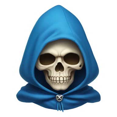 skull wearing blue hood and cloak sticker