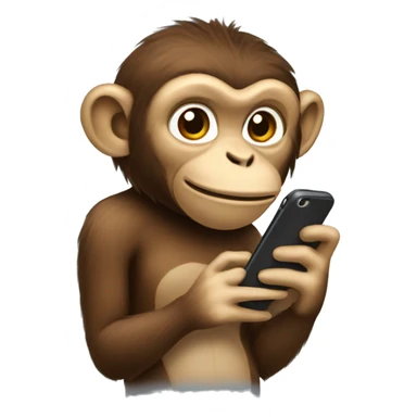 female monkey using a phone sticker