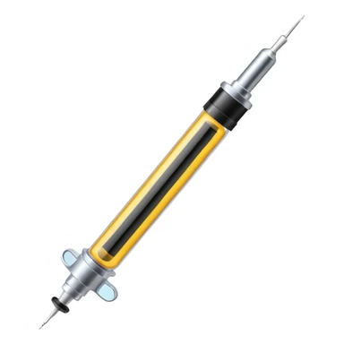 Syringe with black tape over it.
 sticker
