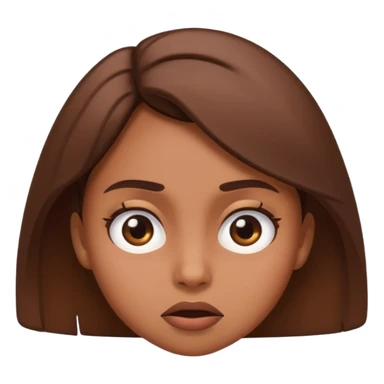 brown-skinned girl emoji rolling her eyes, expressive face, slightly tilted head, annoyed or unimpressed expression, simple and clear cartoon style sticker