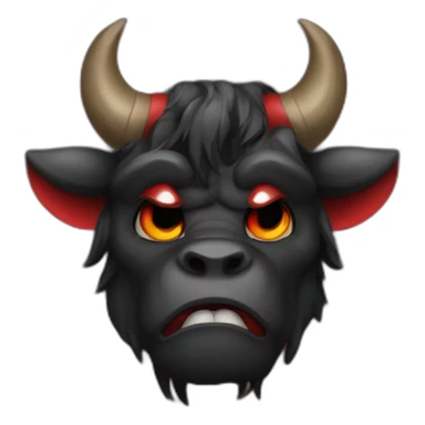 Minotaur in black and red colors in the style of a crying emoji. sticker