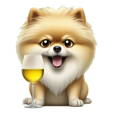 angry pomeranian with white wine in paw sticker