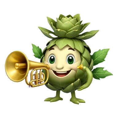 Smiling Artichok with a trumpet sticker