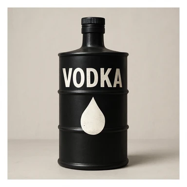 нарисуй в таком же стиле бутылку водки, чем то похожую на бочку нефти sticker