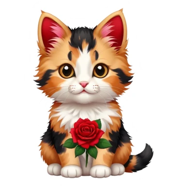 cute kitten, rose sticker