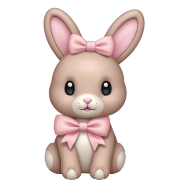 Beige stuffed bunny with light pink bow on right ear  sticker