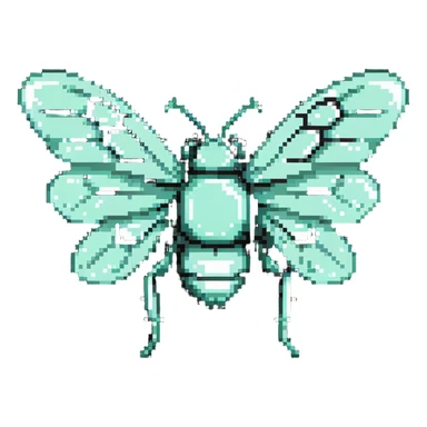 Mint green female bee with diamond wings, sparkly rhinestones, and glittery effects sticker