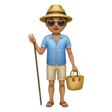 full body man with straw hat sticker