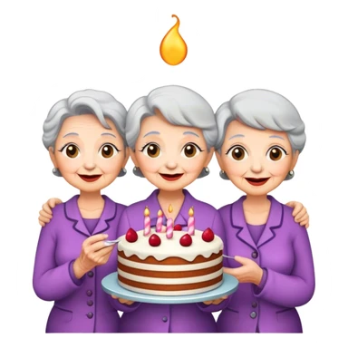 Three old ladies a holding cake each sticker