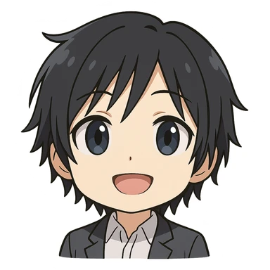 chibi anime style emoji combining Hiro from 'Darling in the Franxx', Miyamura from 'Horimiya', and Kanata Asai from 'Ovation Moments' sticker