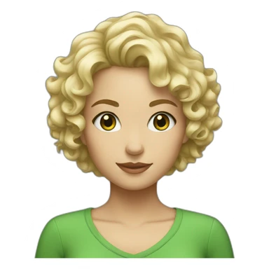 a girl with short curly hair blonde and green eyes sticker
