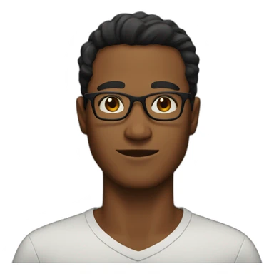 A brown-skinned guy with black eyes, wearing glasses, and his hair is black and red sticker