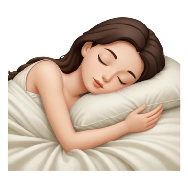sleeping brunette girl cozy under smooth silk sheets sticker