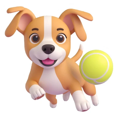 dog chasing ball in forrest, close up pose sticker