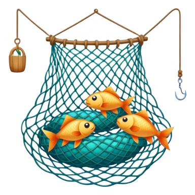 fishes stuck with fishing net sticker