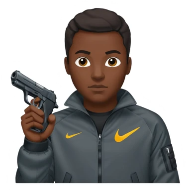 Black guy in nike tech pointing a gun sticker