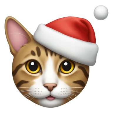 Tabby cat with Christmas hat sticker