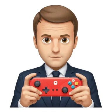 fais moi emmanuel macron avec une manete de switche dans les main sticker