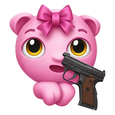 Pink bow with a toy gun sticker