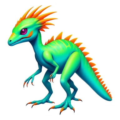 Tropical futuristic lush cool edgy neon Fionbri-Vernid-Elgyem-creature (full body) sticker