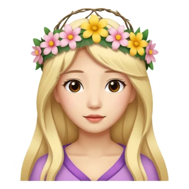 asian woman blonde flower crown long hair sticker