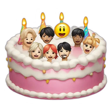 A birthday cake and the k-pop group BTS sticker