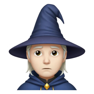 Sad face, wizard hat, dark style sticker