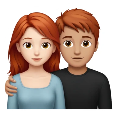 Red haired girl with brown hair boy romance sticker