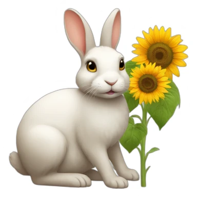 Rabbit with a sunflower sticker