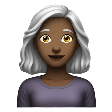Girl with grey hair portrait on black sticker